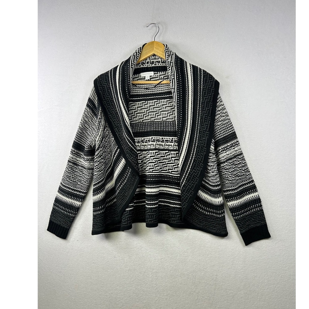 Charter Club Women's Geometric Pattern Open Front Cardigan Sweater P/M